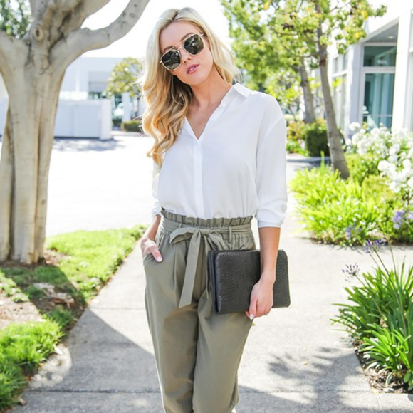 *1 LEFT* FOLDED PLEAT DETAIL PEGGED PANTS WITH TIE - Picture 8 of 8